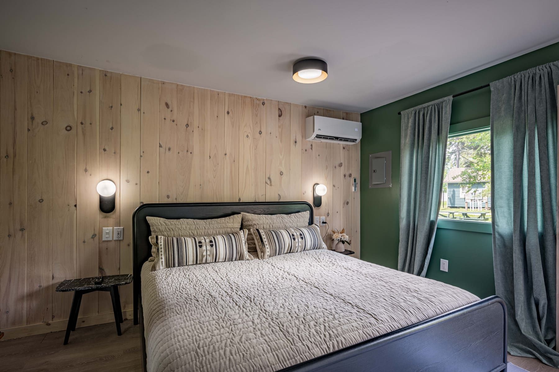 King Bed Cabin interior with king bed