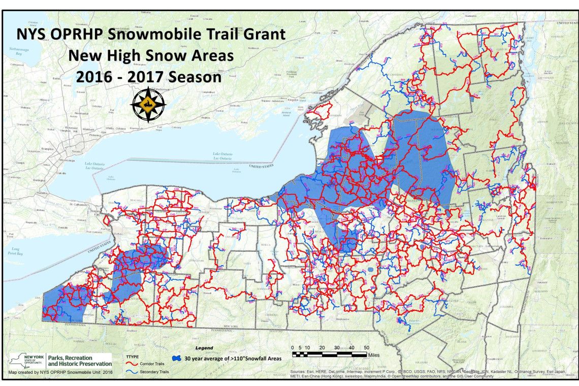 Snowmobile trail map of the Tupper Lake and Adirondack region (map 2)